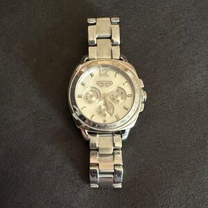 Coach Metallic Silver Chronograph Watch